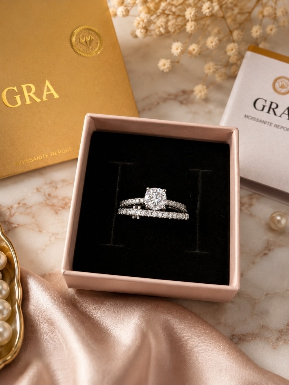 Size 6 Round-Cut Halo Engagement Ring Set